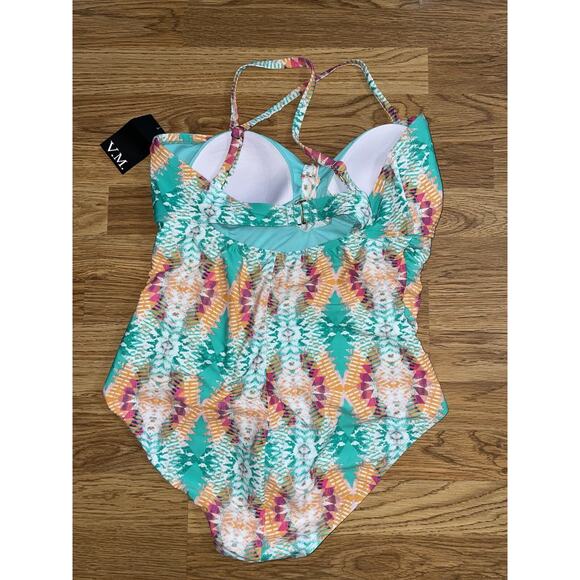 VM One Piece Swimwear Bathing Suit Women’s Plus Size 1x Multicolored NWT - Picture 9 of 13